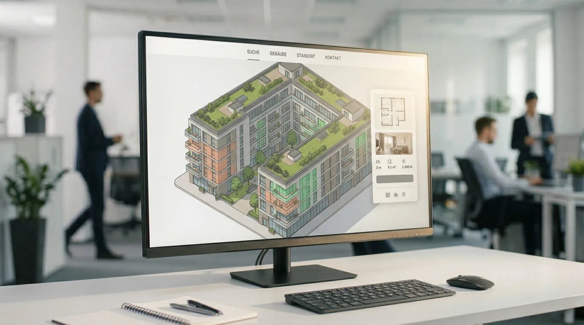Interaktiver Neubau Navigator – isometrische 3D-Gebäudeansicht mit Einheitenauswahl